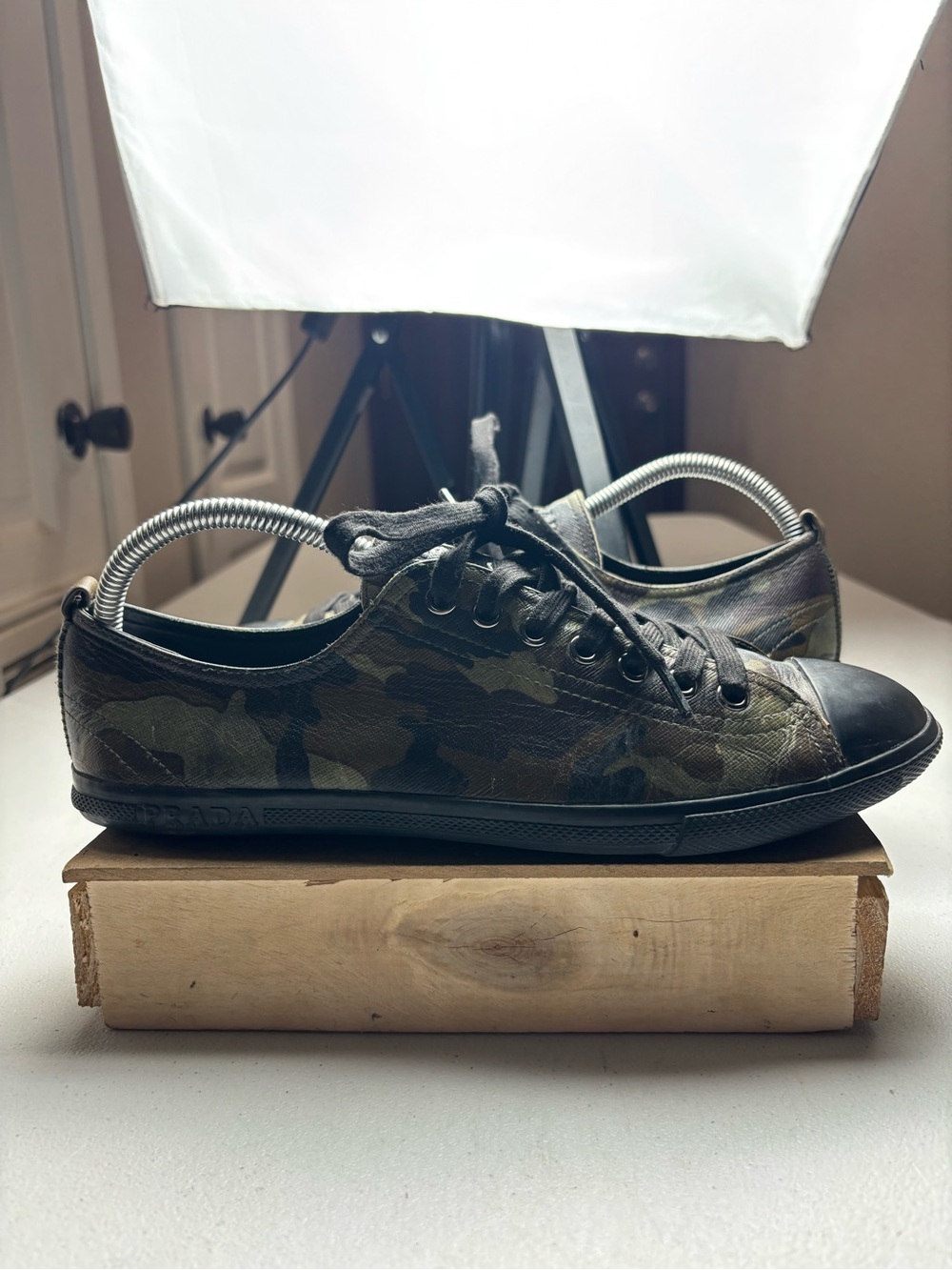 Prada Sport Leather camouflage Printed Sneakers Men's Sz 7 UK / US 8